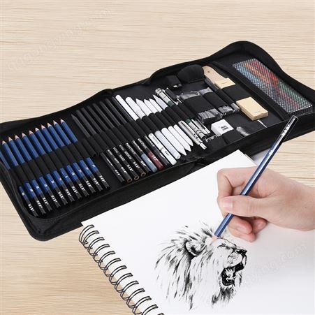 H&B49件素描绘画套装 绘图美术画笔工具包 粉化棒高光笔跨境批发